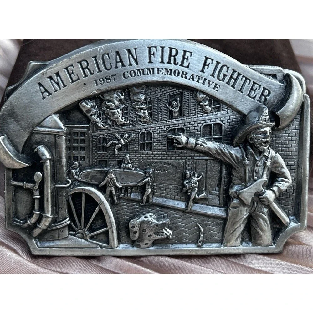 1987 Arroyo Grande American Fire Fighter Belt Buckle LE #69/5000 USA Pewter
